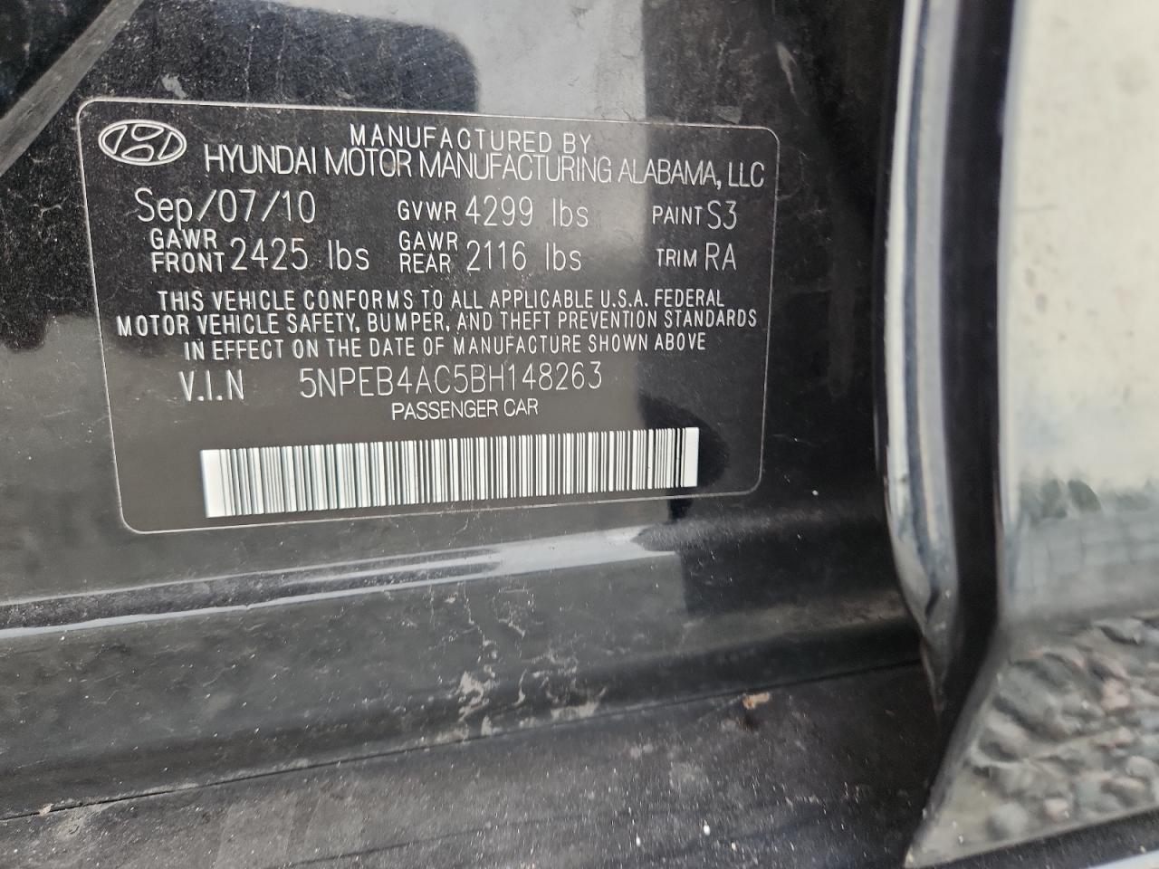 2011 Hyundai Sonata Gls Black vin: 5NPEB4AC5BH148263