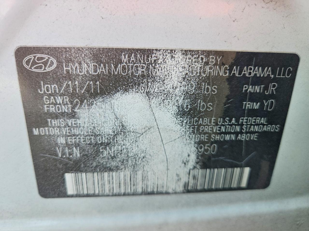 2011 Hyundai Sonata White vin: 5NPEB4AC5BH223950