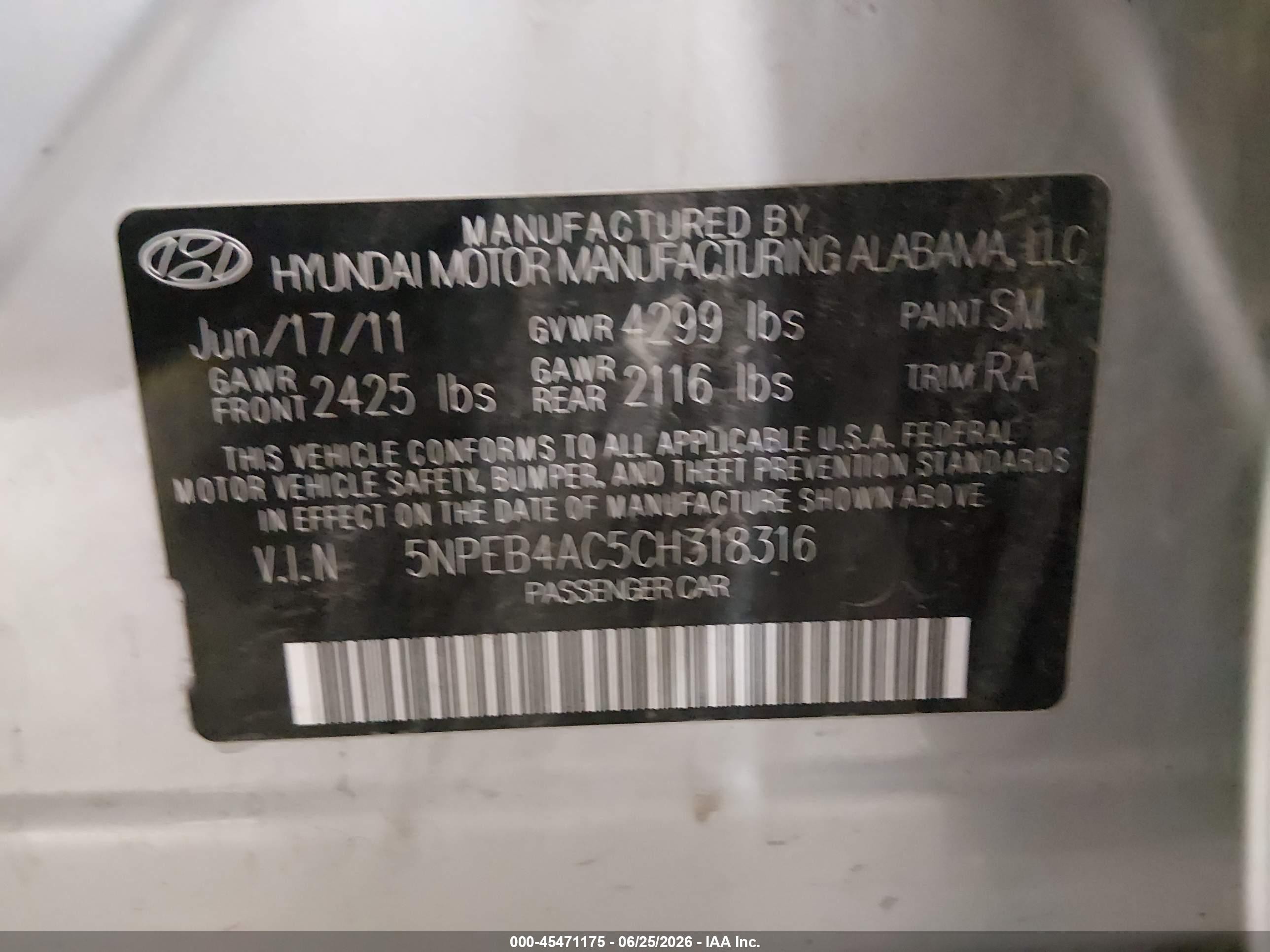 2012 Hyundai Sonata Gls Gray vin: 5NPEB4AC5CH318316