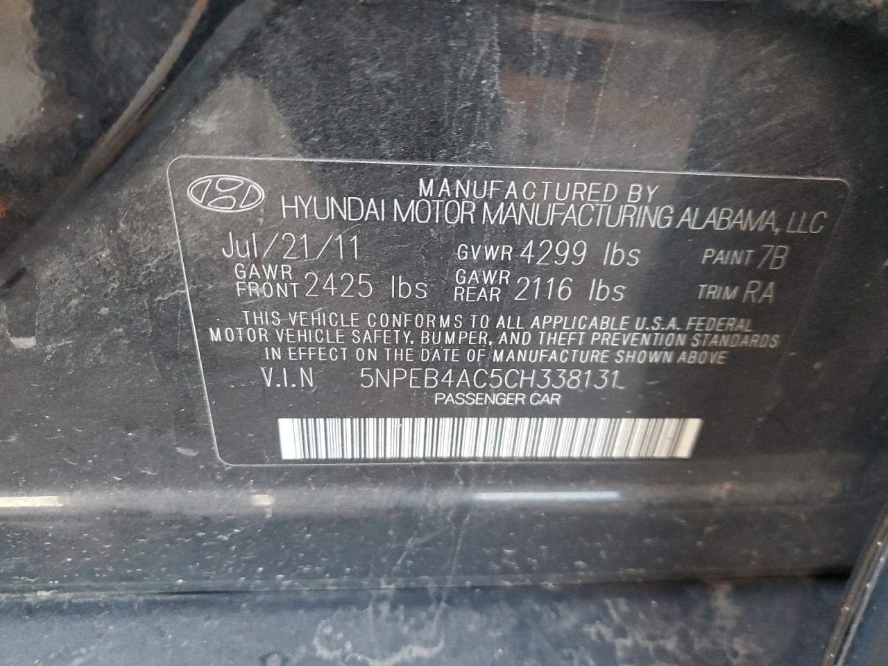 2012 Hyundai Sonata Gls Black vin: 5NPEB4AC5CH338131