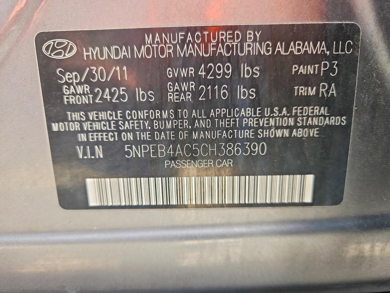 2012 Hyundai Sonata Gls Gray vin: 5NPEB4AC5CH386390