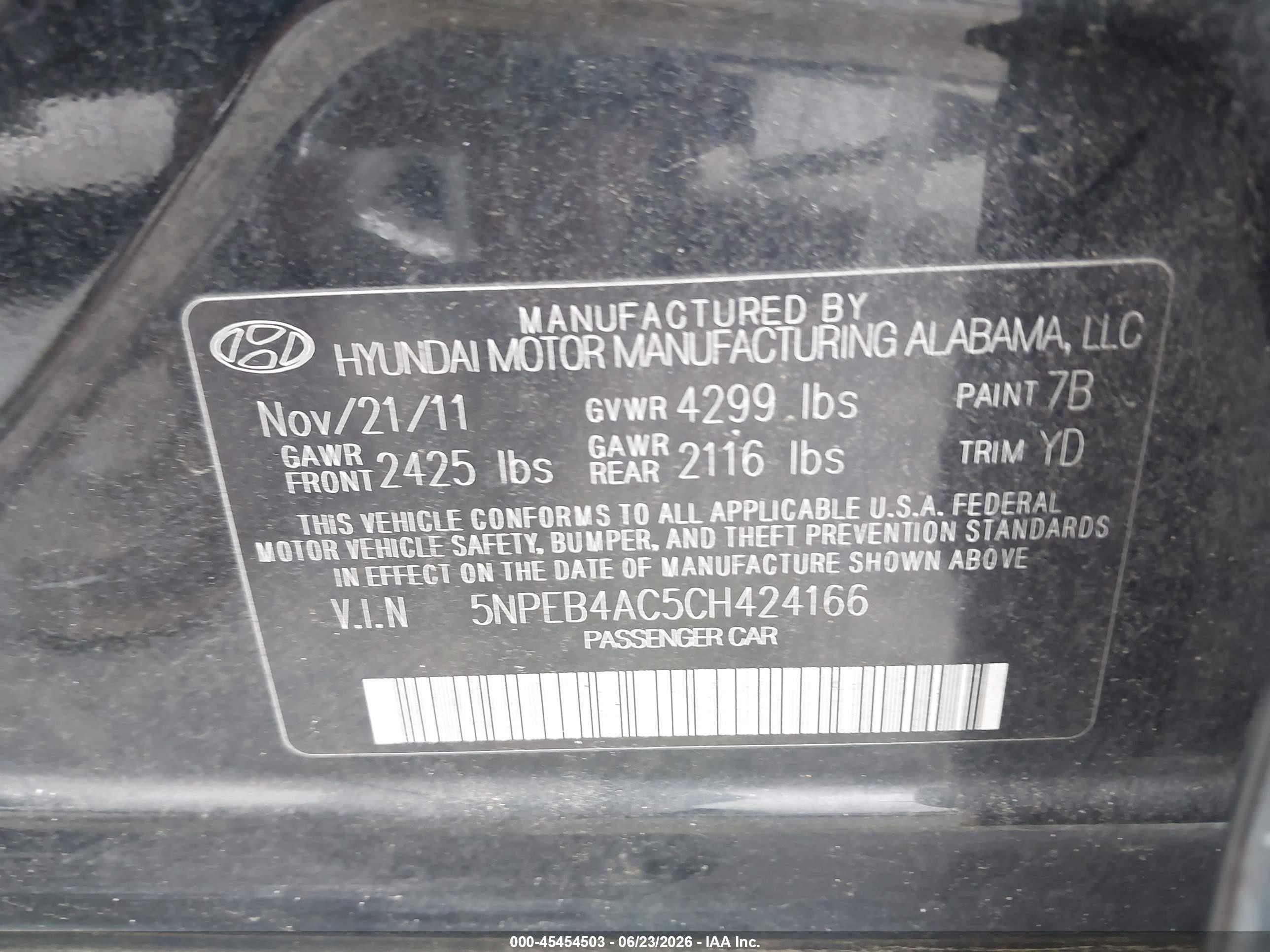 2012 Hyundai Sonata Gls Black vin: 5NPEB4AC5CH424166