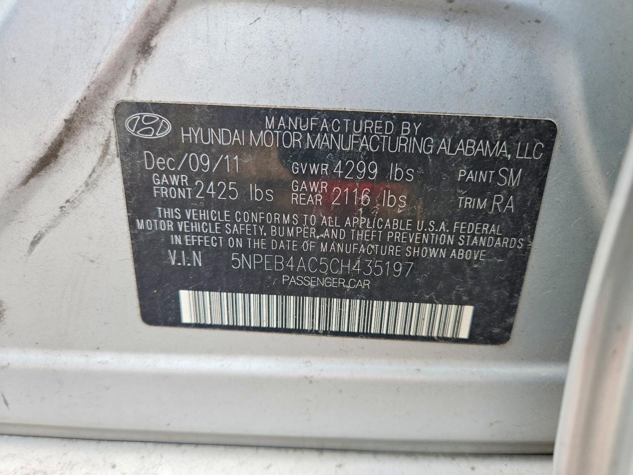 2012 Hyundai Sonata Gls Silver vin: 5NPEB4AC5CH435197
