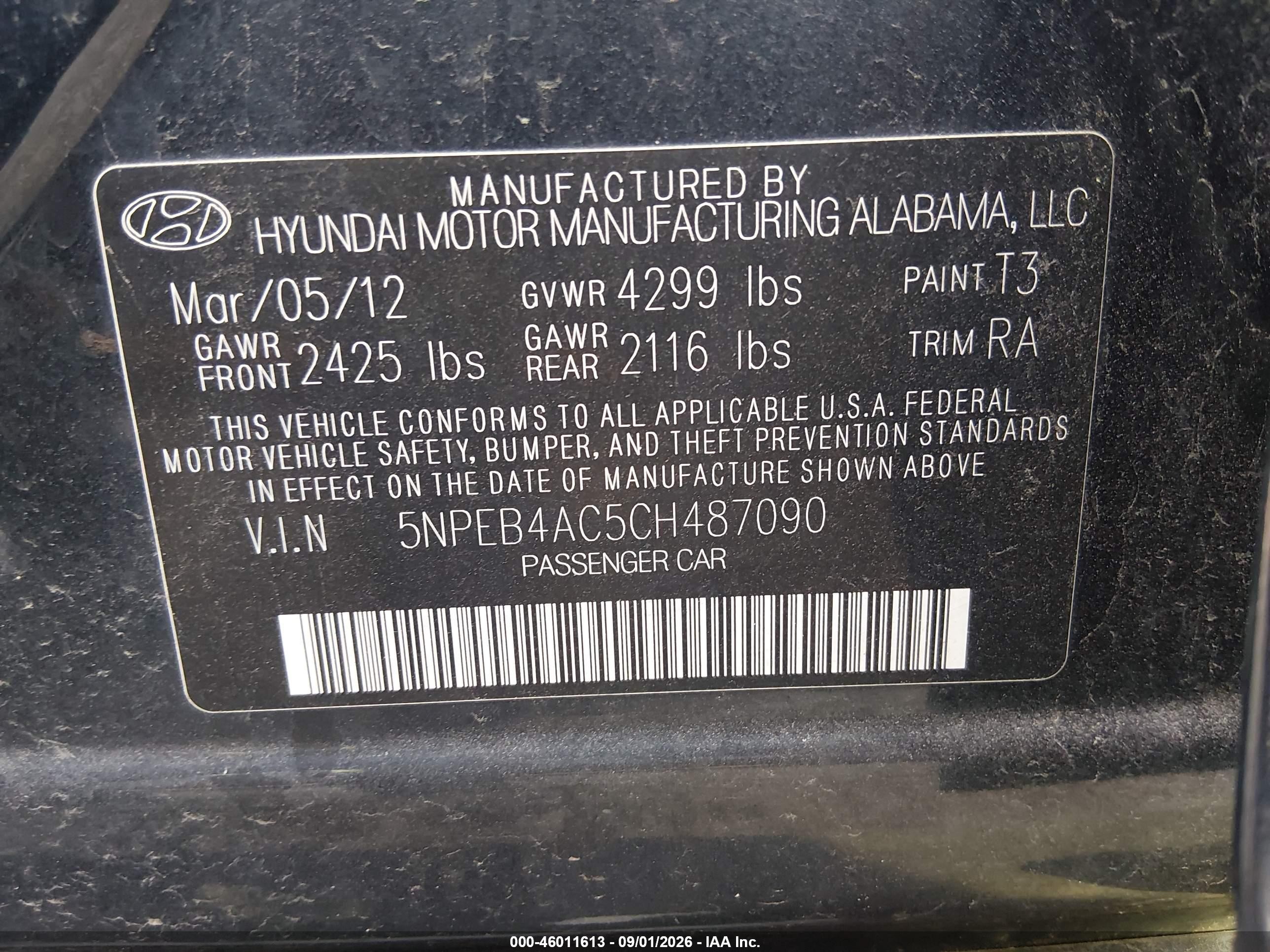2012 Hyundai Sonata Gls Dark Blue vin: 5NPEB4AC5CH487090