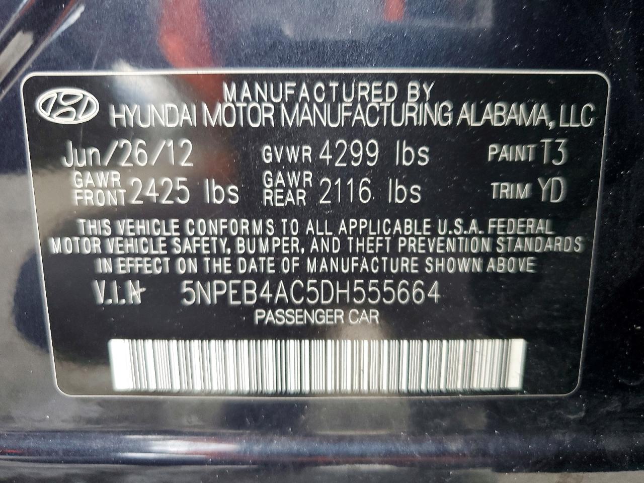 2013 Hyundai Sonata Gls Blue vin: 5NPEB4AC5DH555664