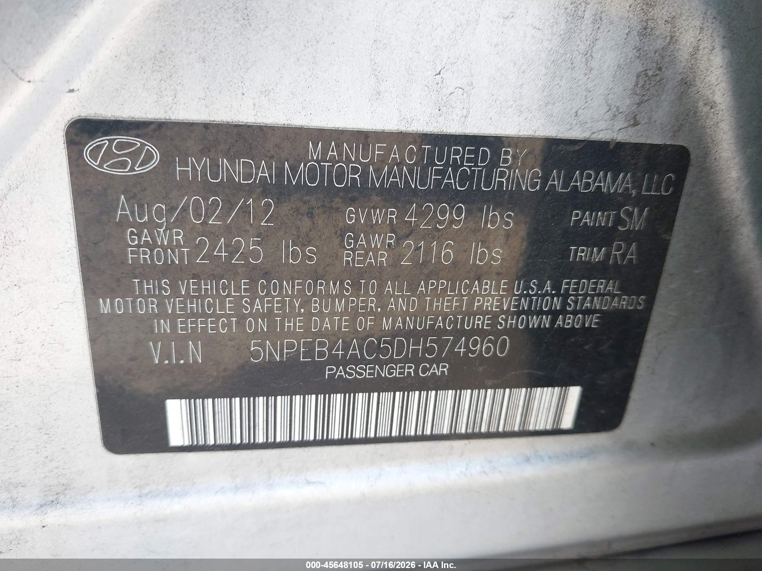 2013 Hyundai Sonata Gls Серебряный vin: 5NPEB4AC5DH574960