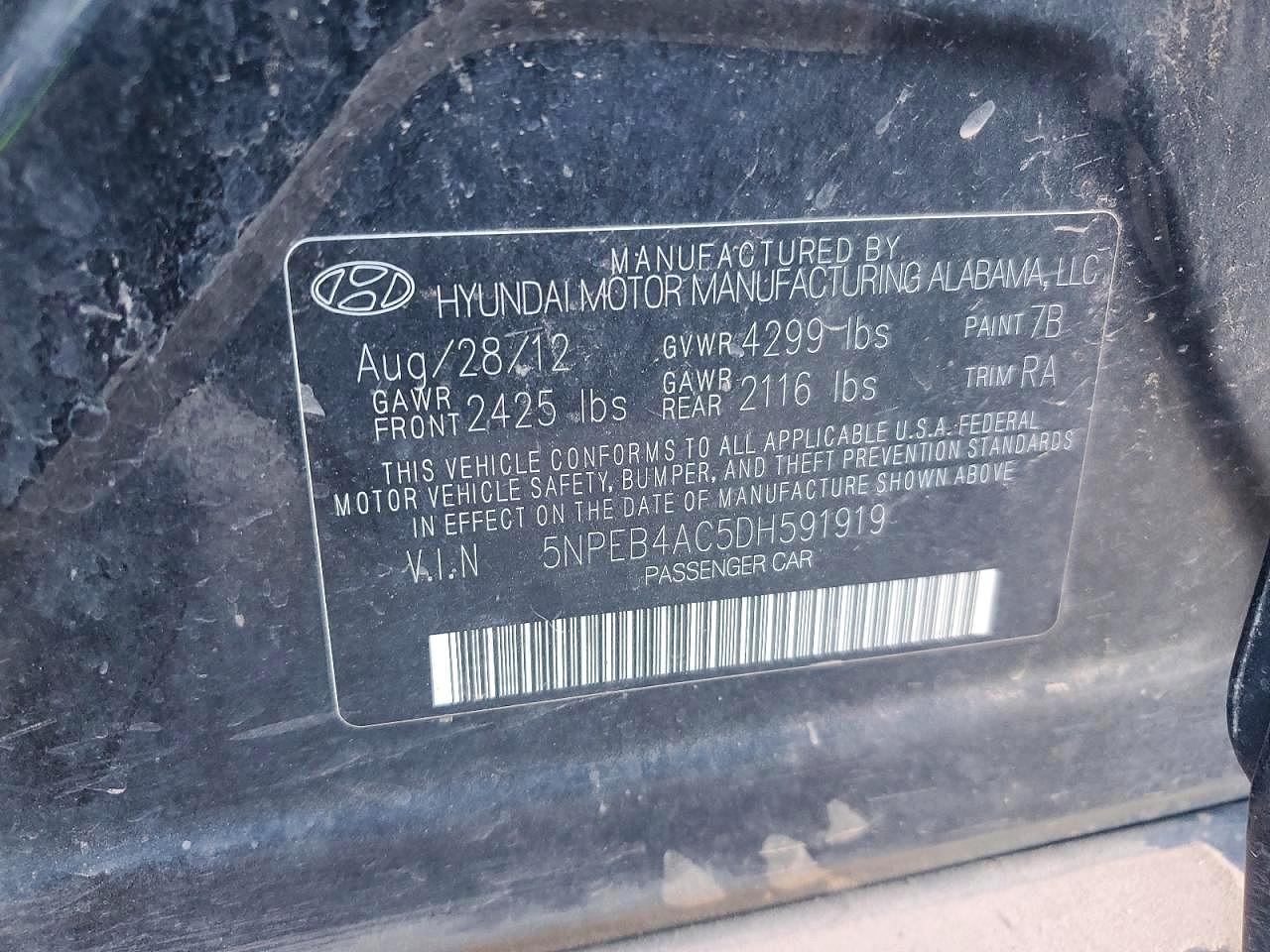 2013 Hyundai Sonata Gls Black vin: 5NPEB4AC5DH591919
