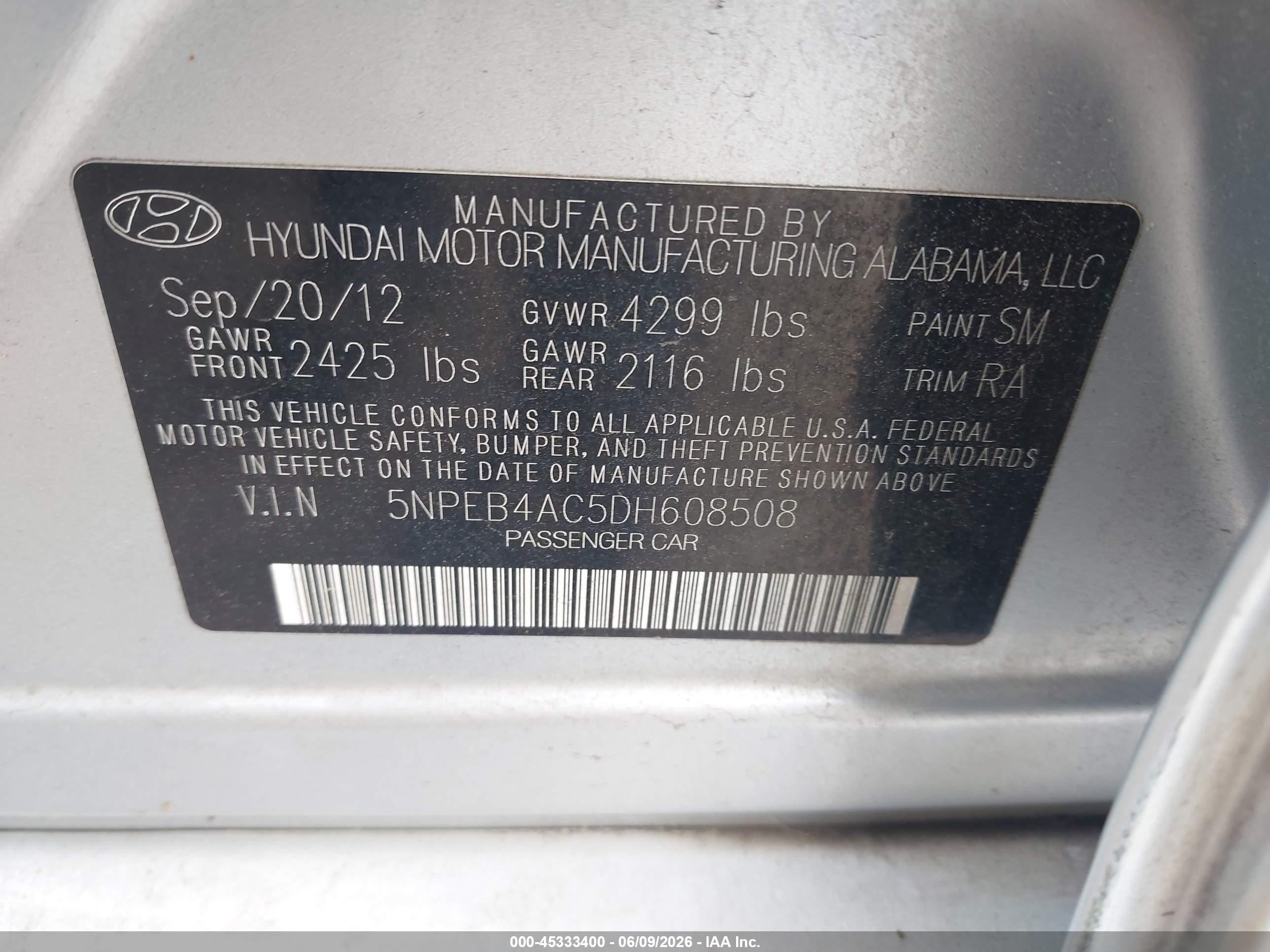 2013 Hyundai Sonata Gls Silver vin: 5NPEB4AC5DH608508