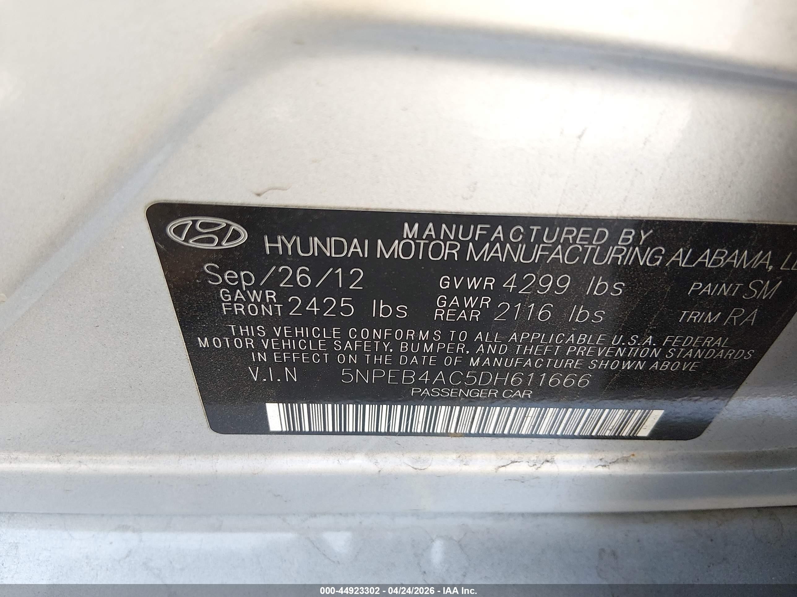 2013 Hyundai Sonata Gls Silver vin: 5NPEB4AC5DH611666