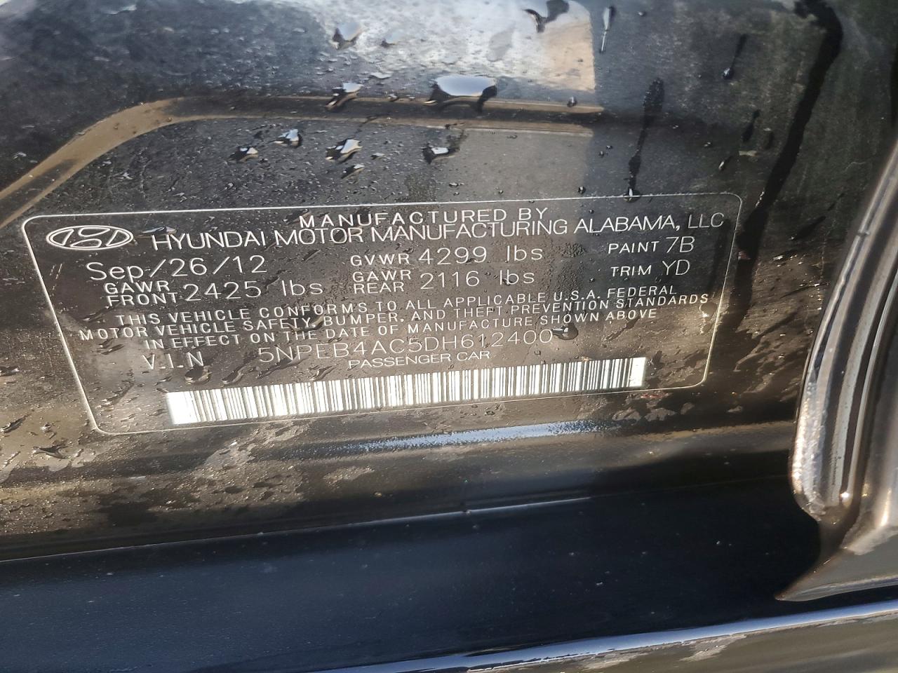 2013 Hyundai Sonata Gls Black vin: 5NPEB4AC5DH612400