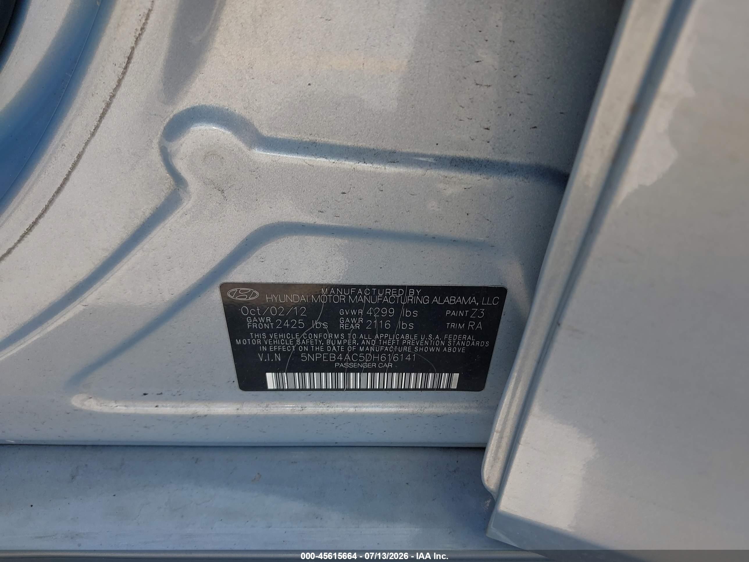 2013 Hyundai Sonata Gls Silver vin: 5NPEB4AC5DH616141