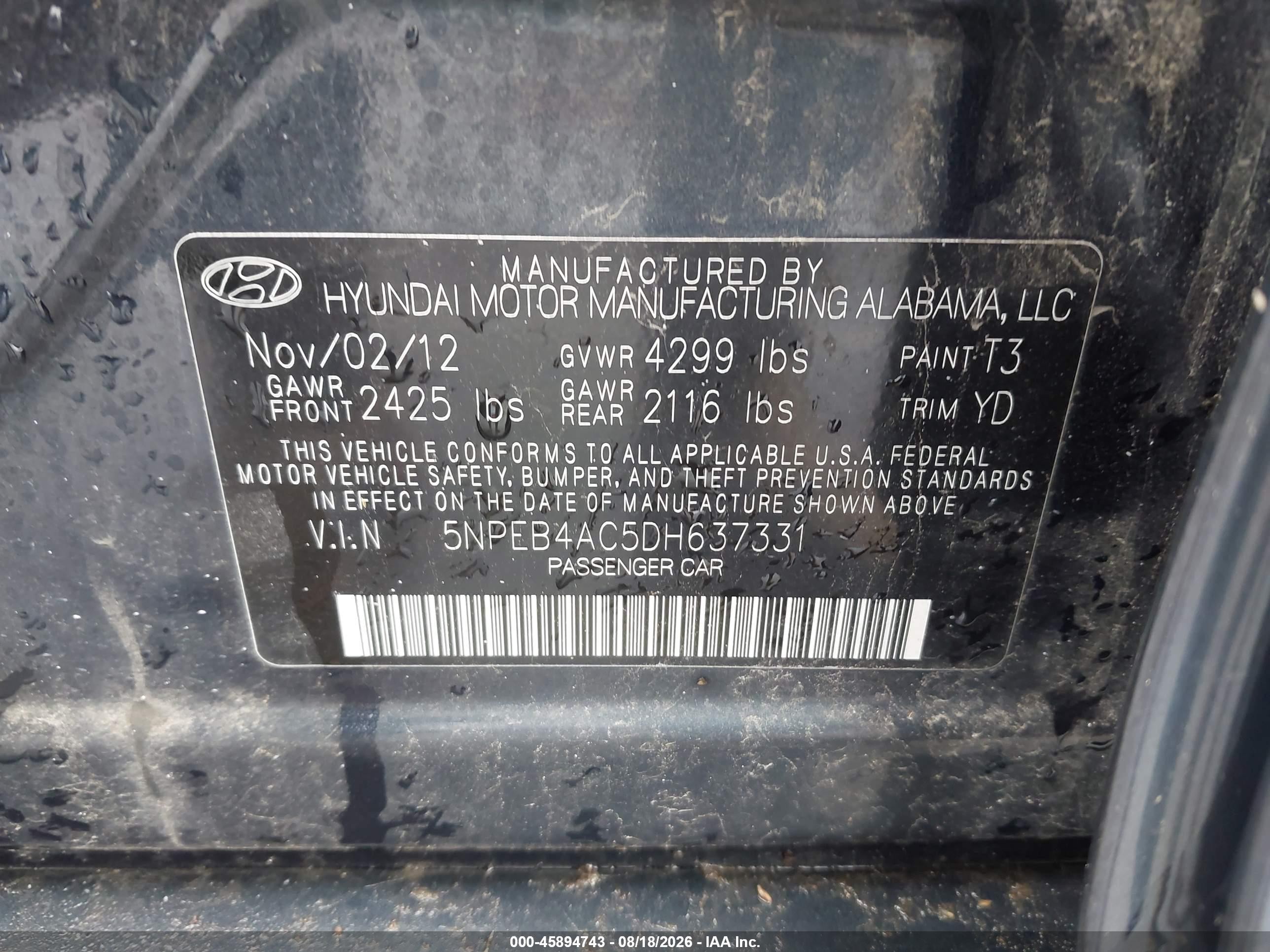 2013 Hyundai Sonata Gls Dark Blue vin: 5NPEB4AC5DH637331