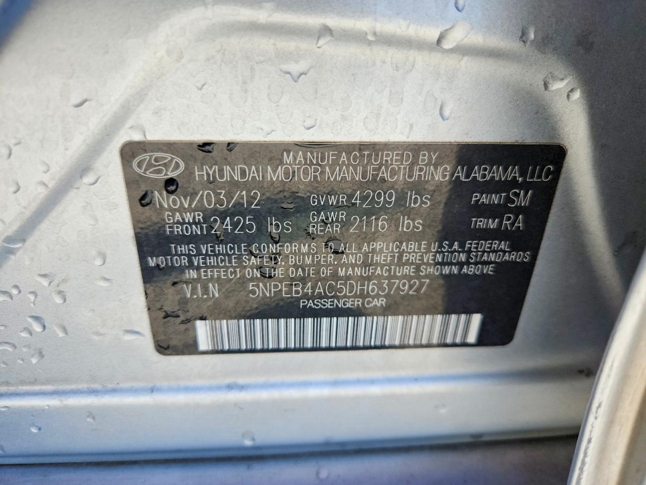 2013 Hyundai Sonata Gls Silver vin: 5NPEB4AC5DH637927