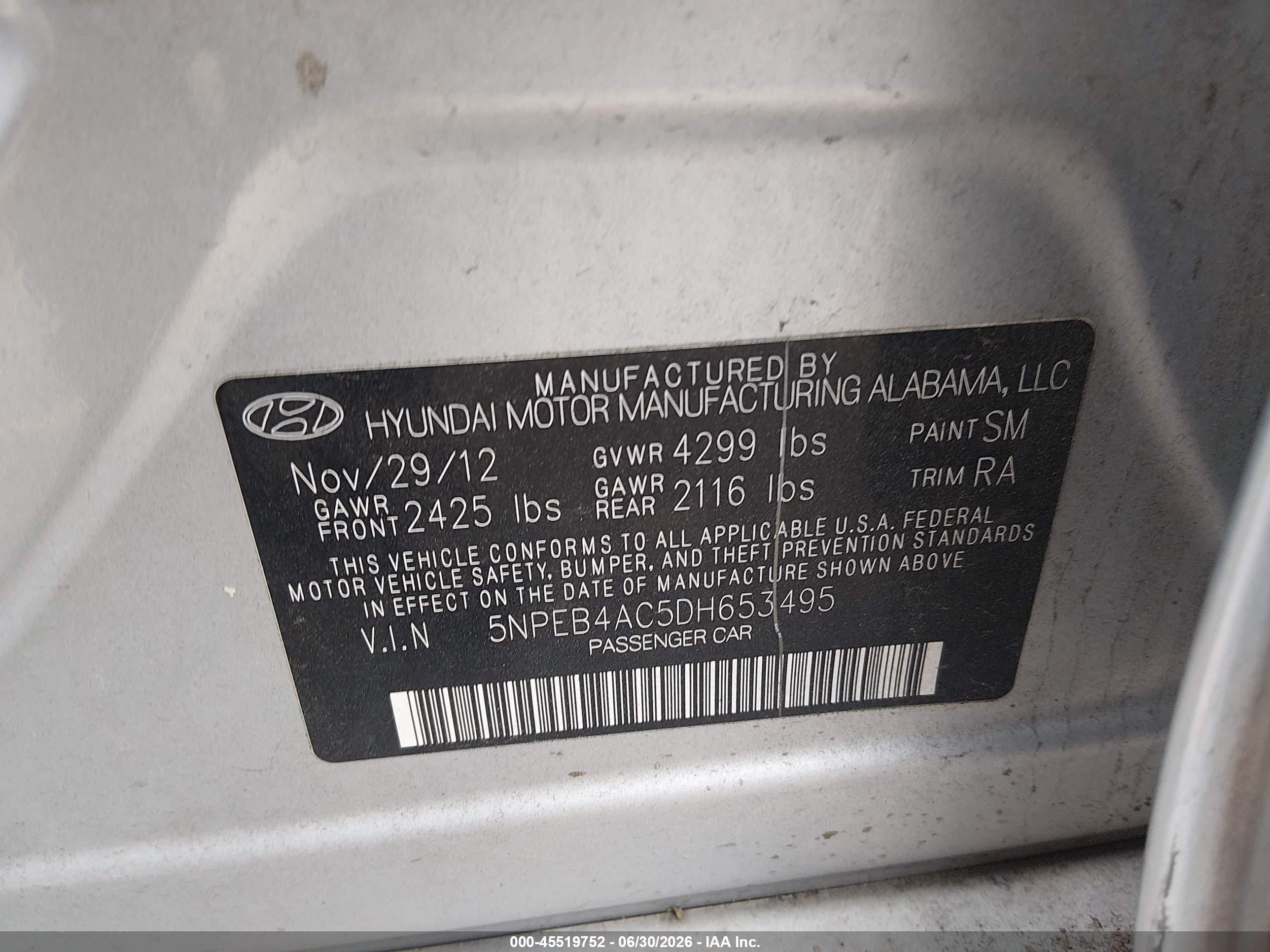 2013 Hyundai Sonata Gls Серый vin: 5NPEB4AC5DH653495