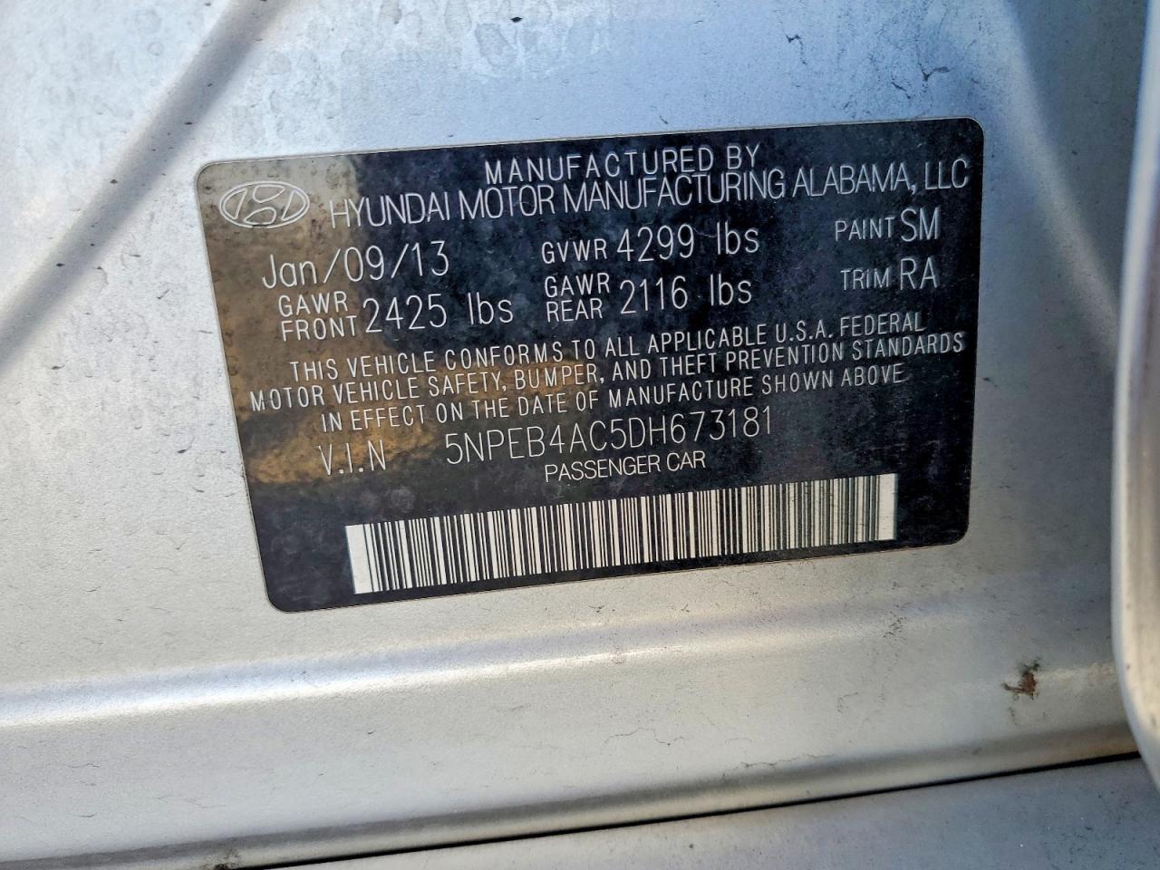 2013 Hyundai Sonata Gls Silver vin: 5NPEB4AC5DH673181
