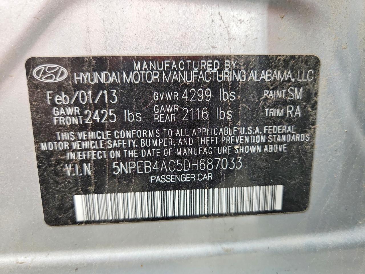 2013 Hyundai Sonata Gls Silver vin: 5NPEB4AC5DH687033