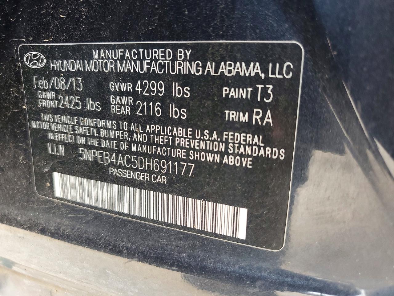 2013 Hyundai Sonata Gls Black vin: 5NPEB4AC5DH691177