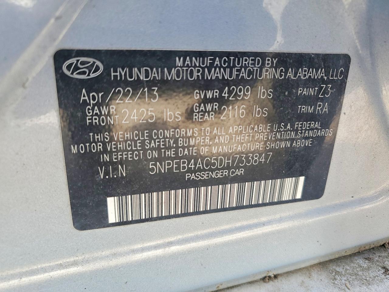 2013 Hyundai Sonata Gls Silver vin: 5NPEB4AC5DH733847