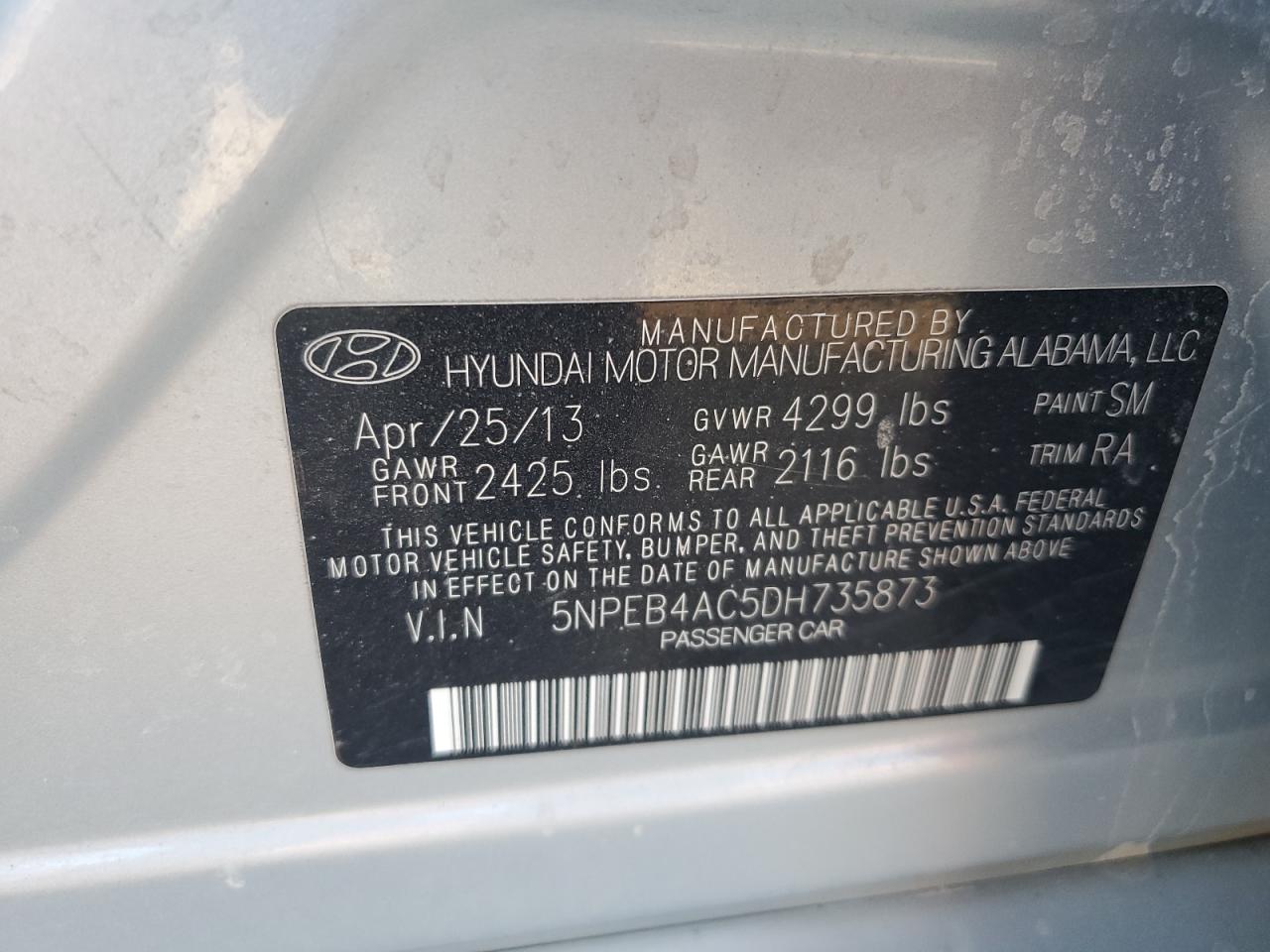 2013 Hyundai Sonata Gls Silver vin: 5NPEB4AC5DH735873