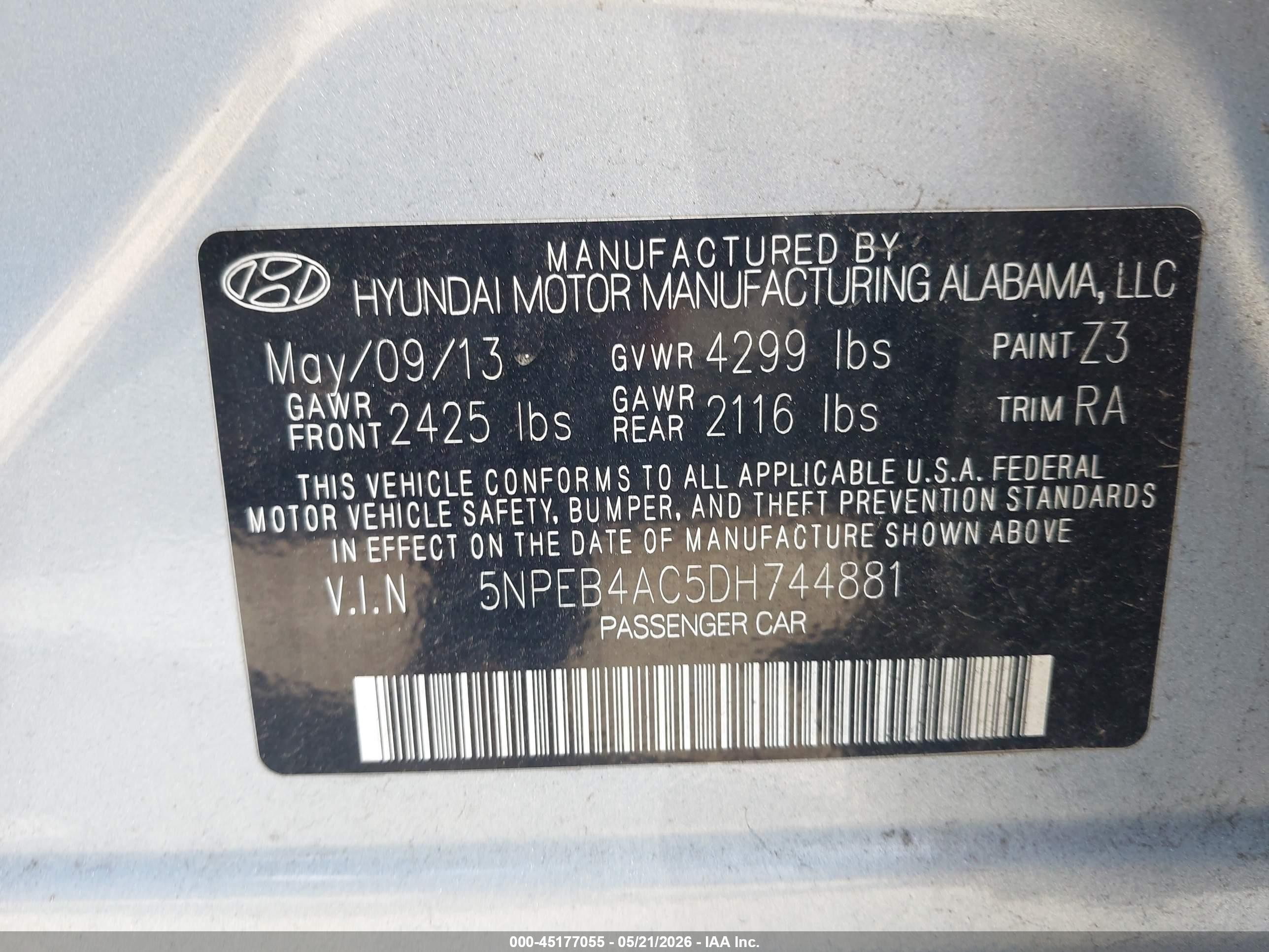 2013 Hyundai Sonata Gls Silver vin: 5NPEB4AC5DH744881