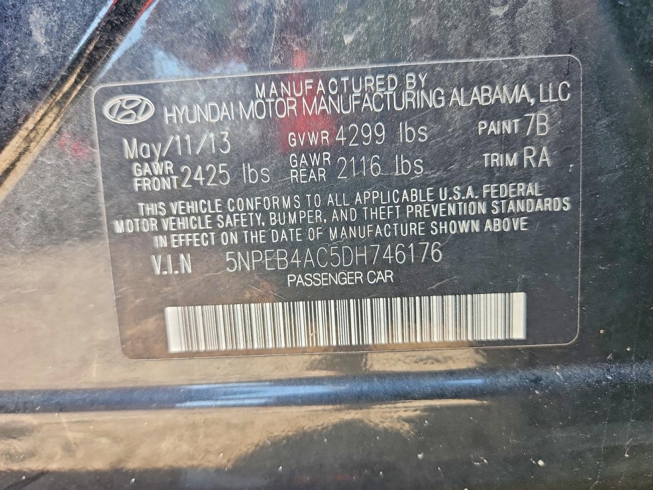2013 Hyundai Sonata Gls Черный vin: 5NPEB4AC5DH746176
