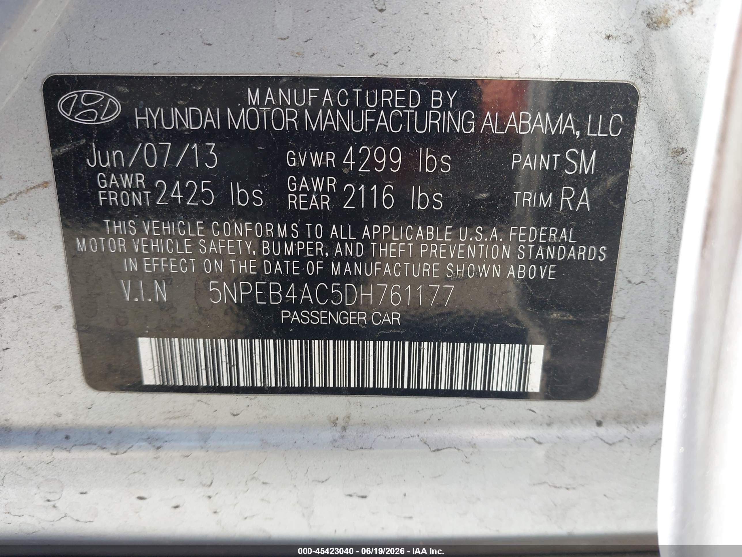 2013 Hyundai Sonata Gls Silver vin: 5NPEB4AC5DH761177