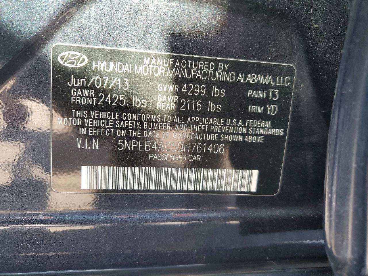 2013 Hyundai Sonata Gls Blue vin: 5NPEB4AC5DH761406