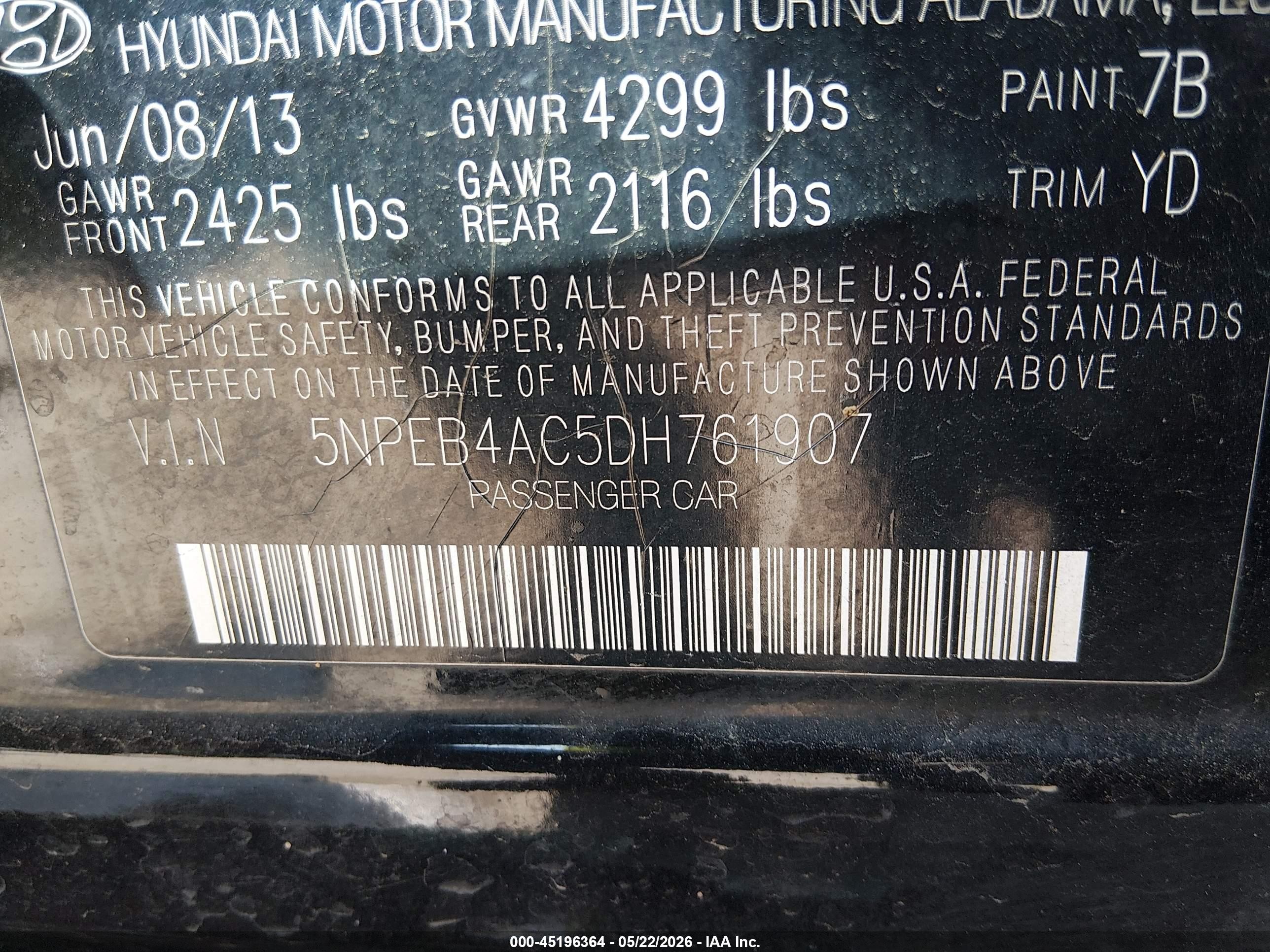 2013 Hyundai Sonata Gls Black vin: 5NPEB4AC5DH761907