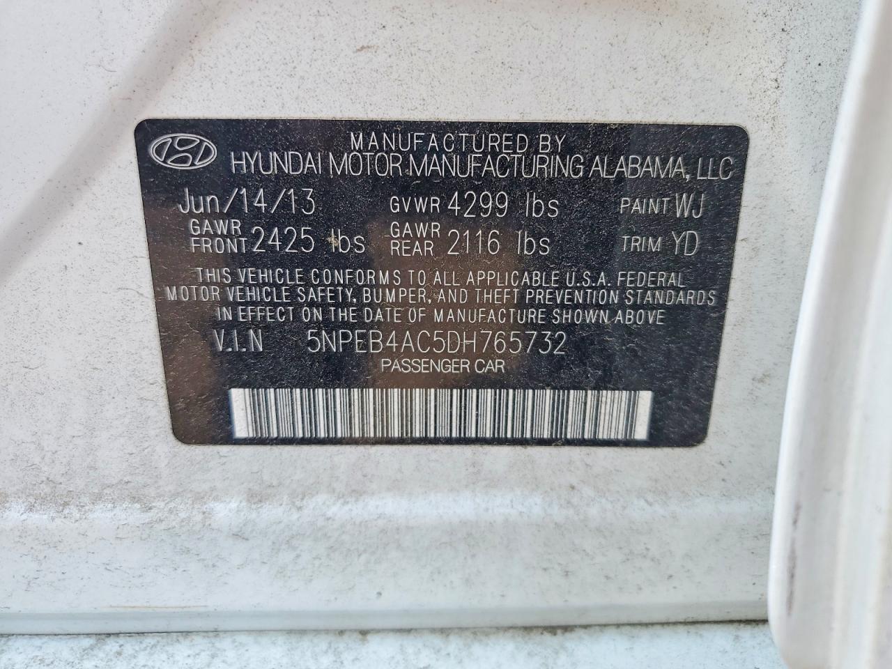 2013 Hyundai Sonata Gls Белый vin: 5NPEB4AC5DH765732