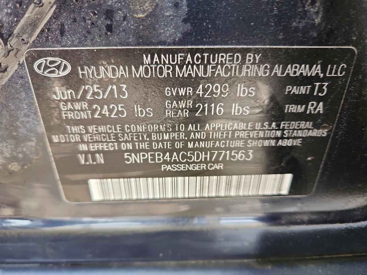 2013 Hyundai Sonata Gls Blue vin: 5NPEB4AC5DH771563