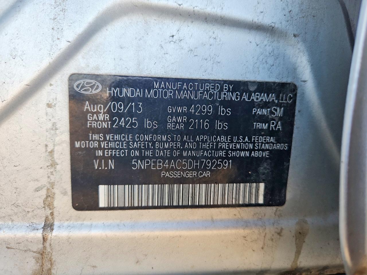 2013 Hyundai Sonata Gls Silver vin: 5NPEB4AC5DH792591