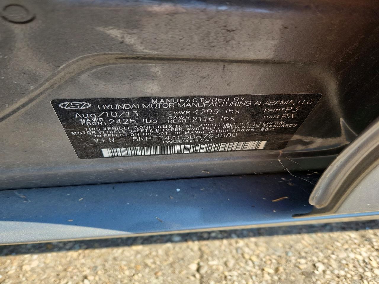 2013 Hyundai Sonata Gls Silver vin: 5NPEB4AC5DH793580