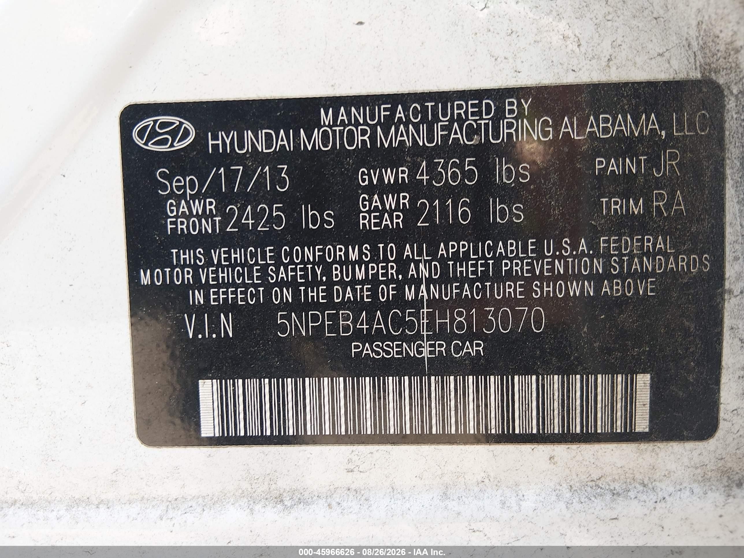 2014 Hyundai Sonata Gls White vin: 5NPEB4AC5EH813070