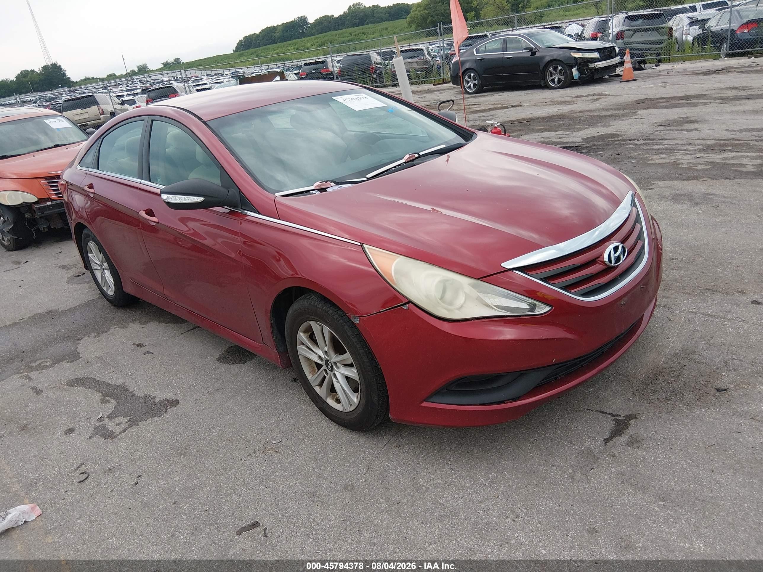2014 Hyundai Sonata Gls Maroon vin: 5NPEB4AC5EH825297