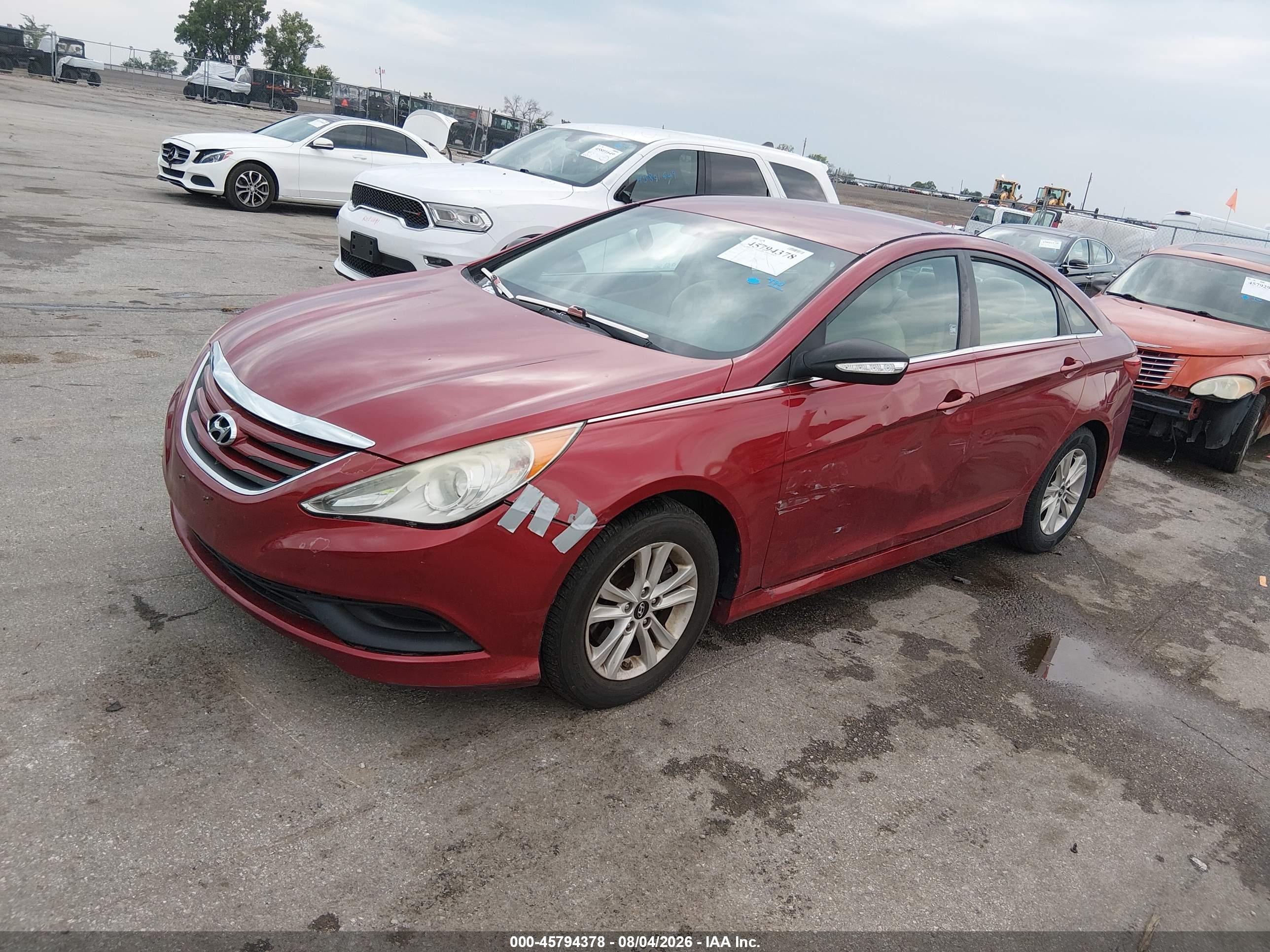 2014 Hyundai Sonata Gls Темно-бордовый vin: 5NPEB4AC5EH825297