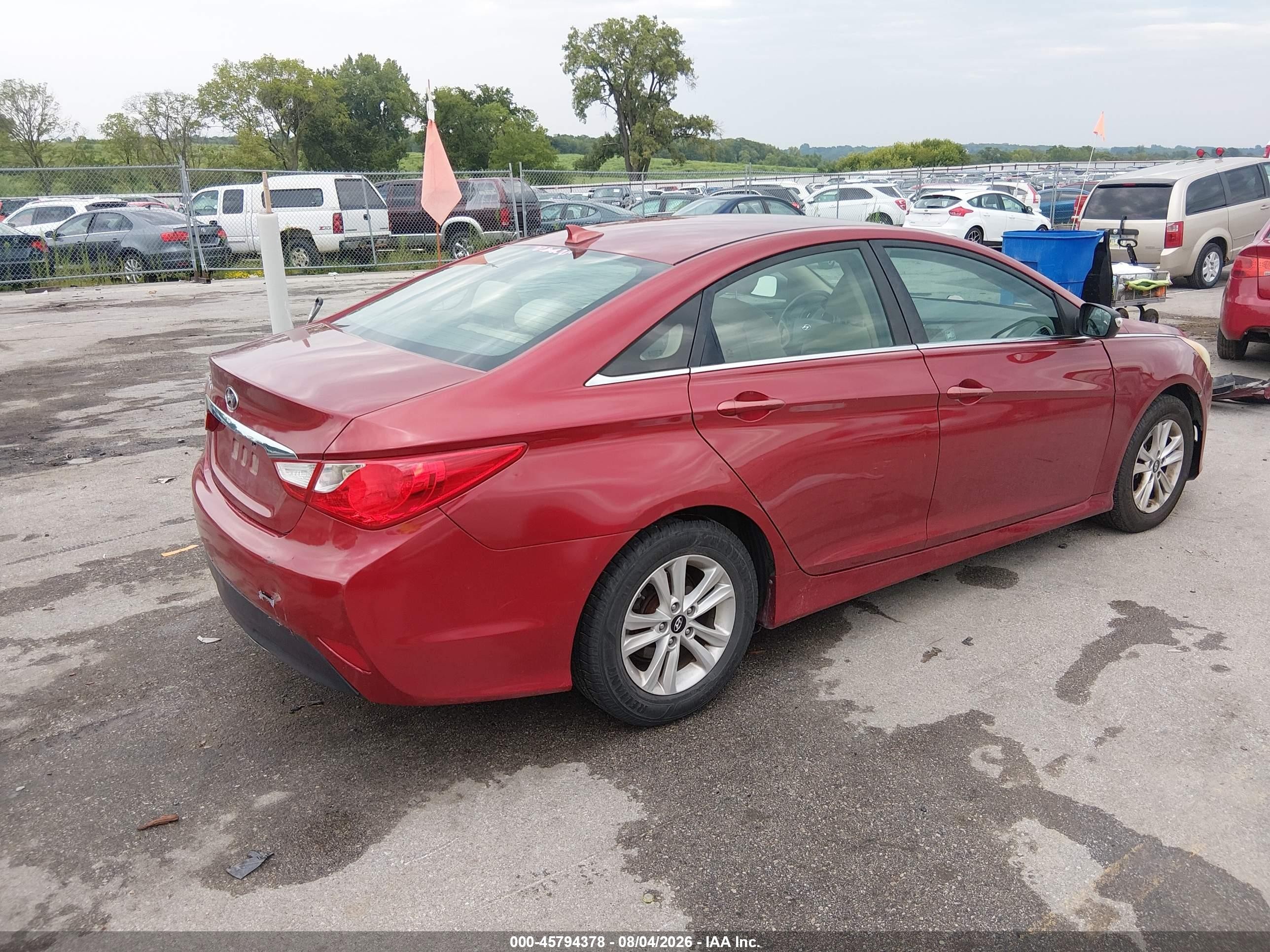 2014 Hyundai Sonata Gls Темно-бордовый vin: 5NPEB4AC5EH825297