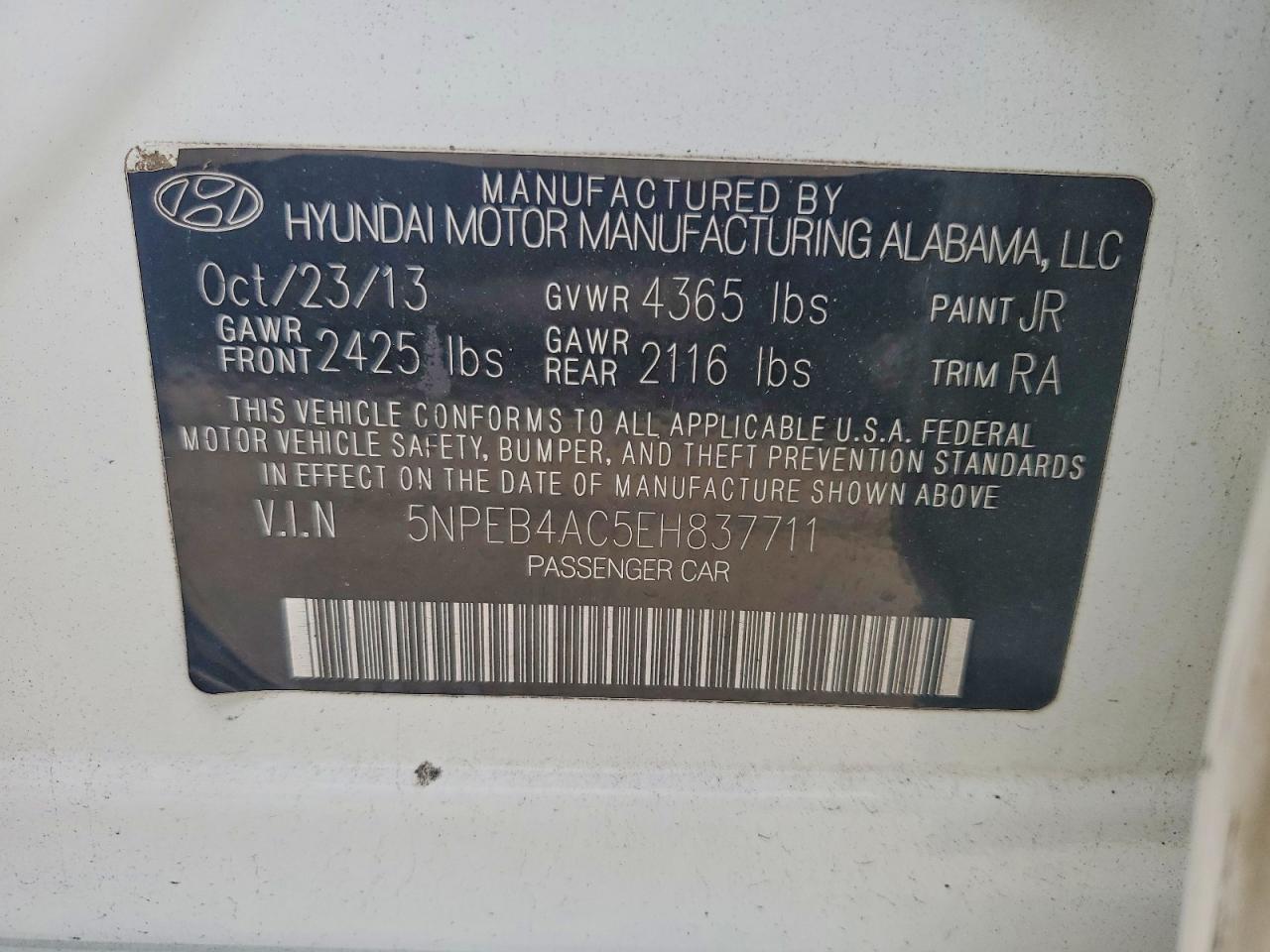 2014 Hyundai Sonata Gls White vin: 5NPEB4AC5EH837711