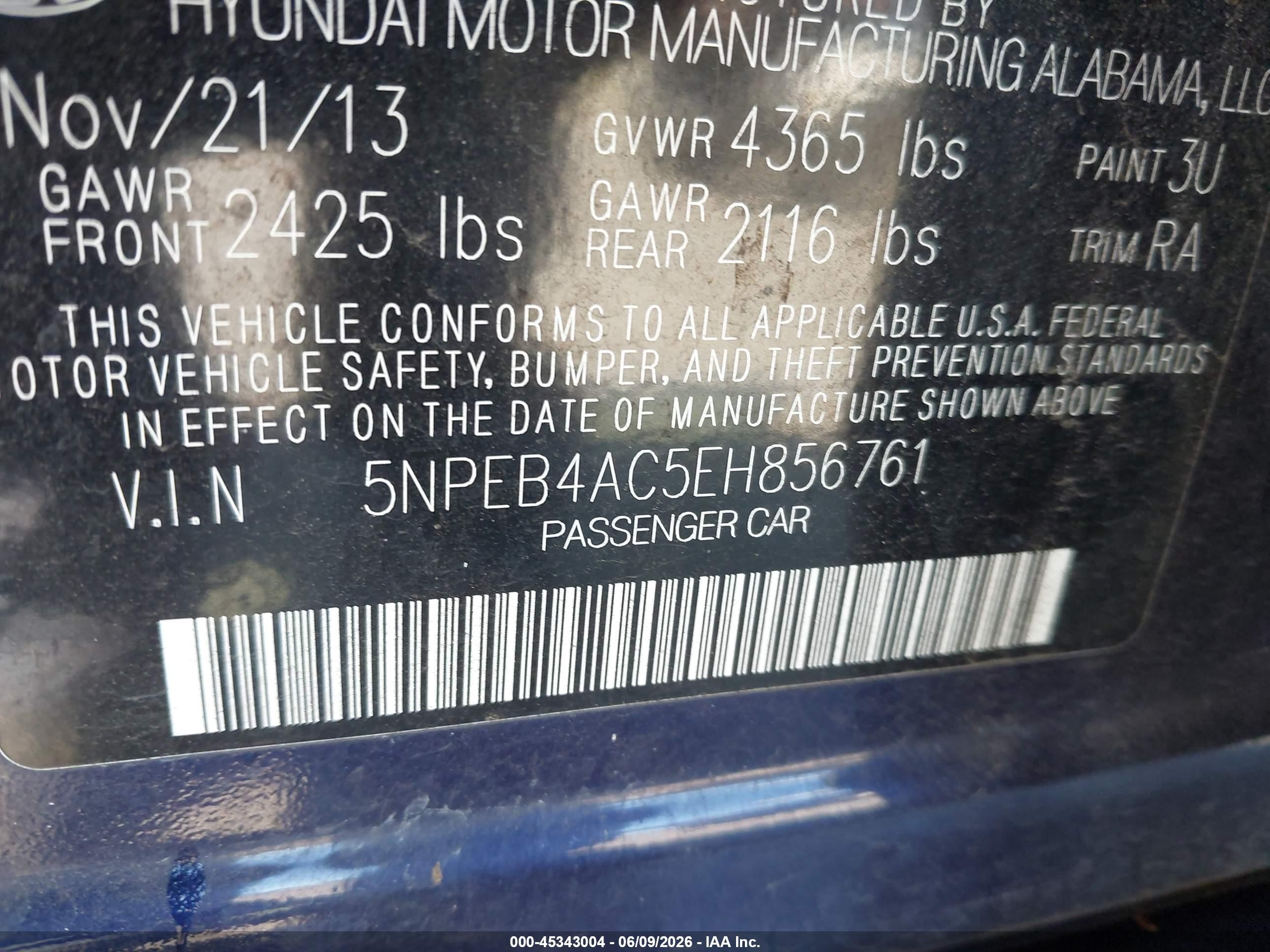 2014 Hyundai Sonata Gls Синий vin: 5NPEB4AC5EH856761
