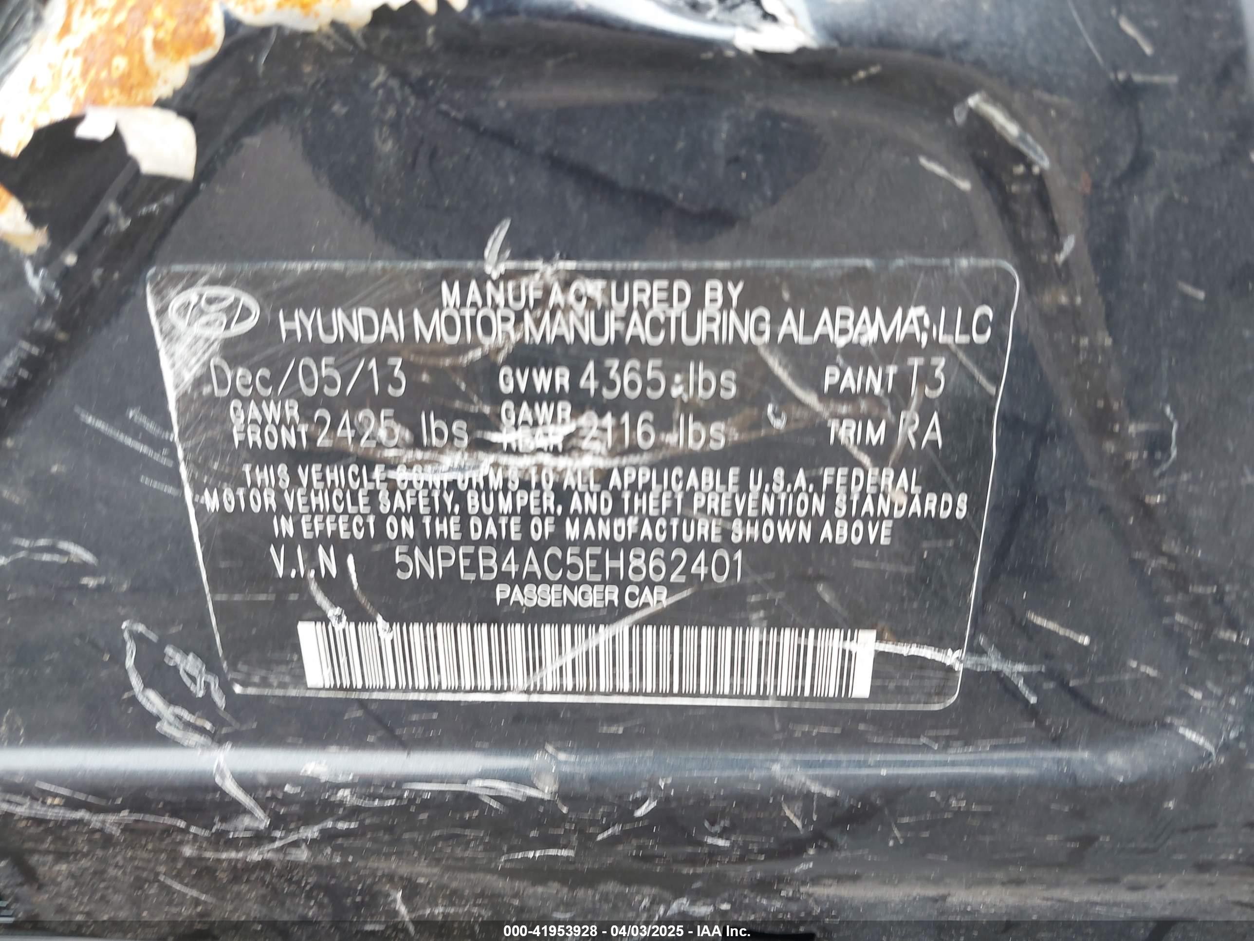 2014 Hyundai Sonata Gls Gray vin: 5NPEB4AC5EH862401