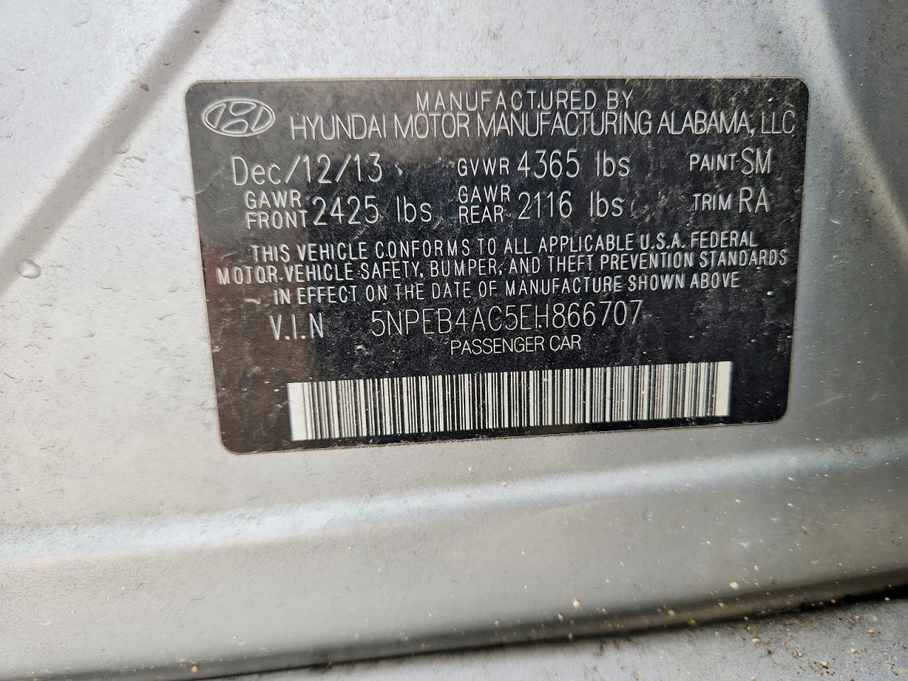 2014 Hyundai Sonata Gls Silver vin: 5NPEB4AC5EH866707