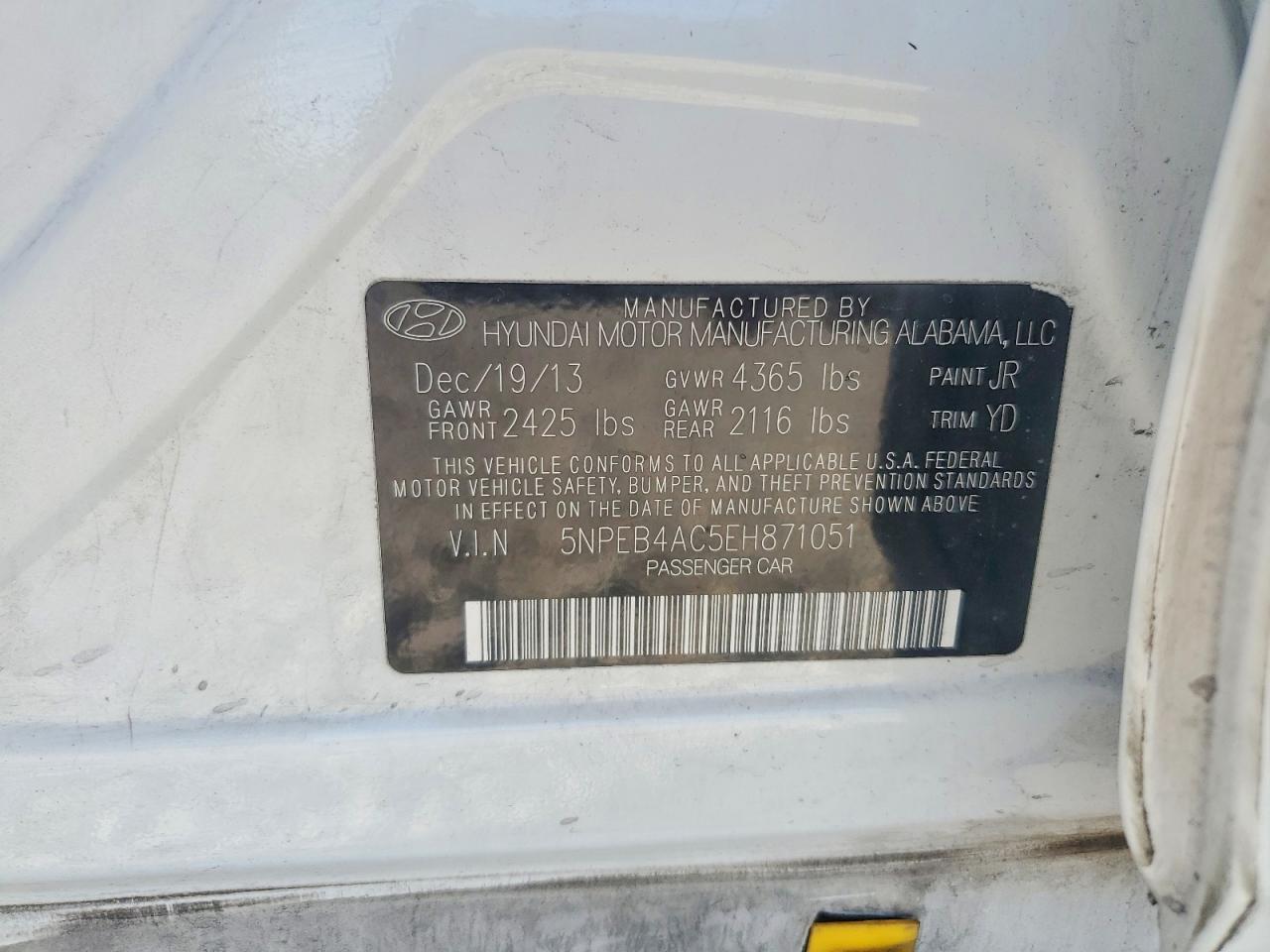2014 Hyundai Sonata Gls White vin: 5NPEB4AC5EH871051
