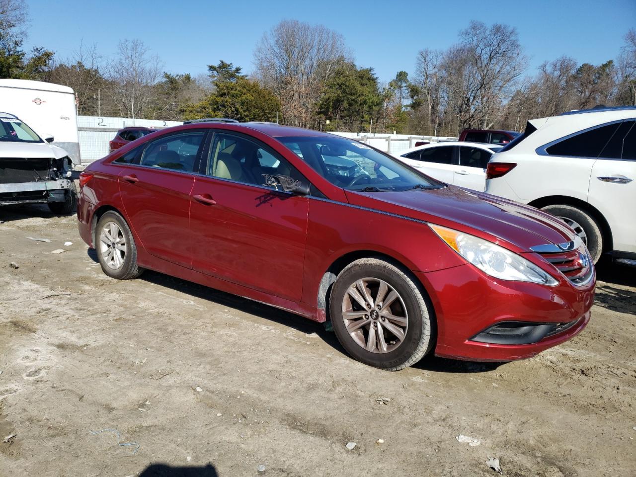 2014 Hyundai Sonata Gls Red vin: 5NPEB4AC5EH880803