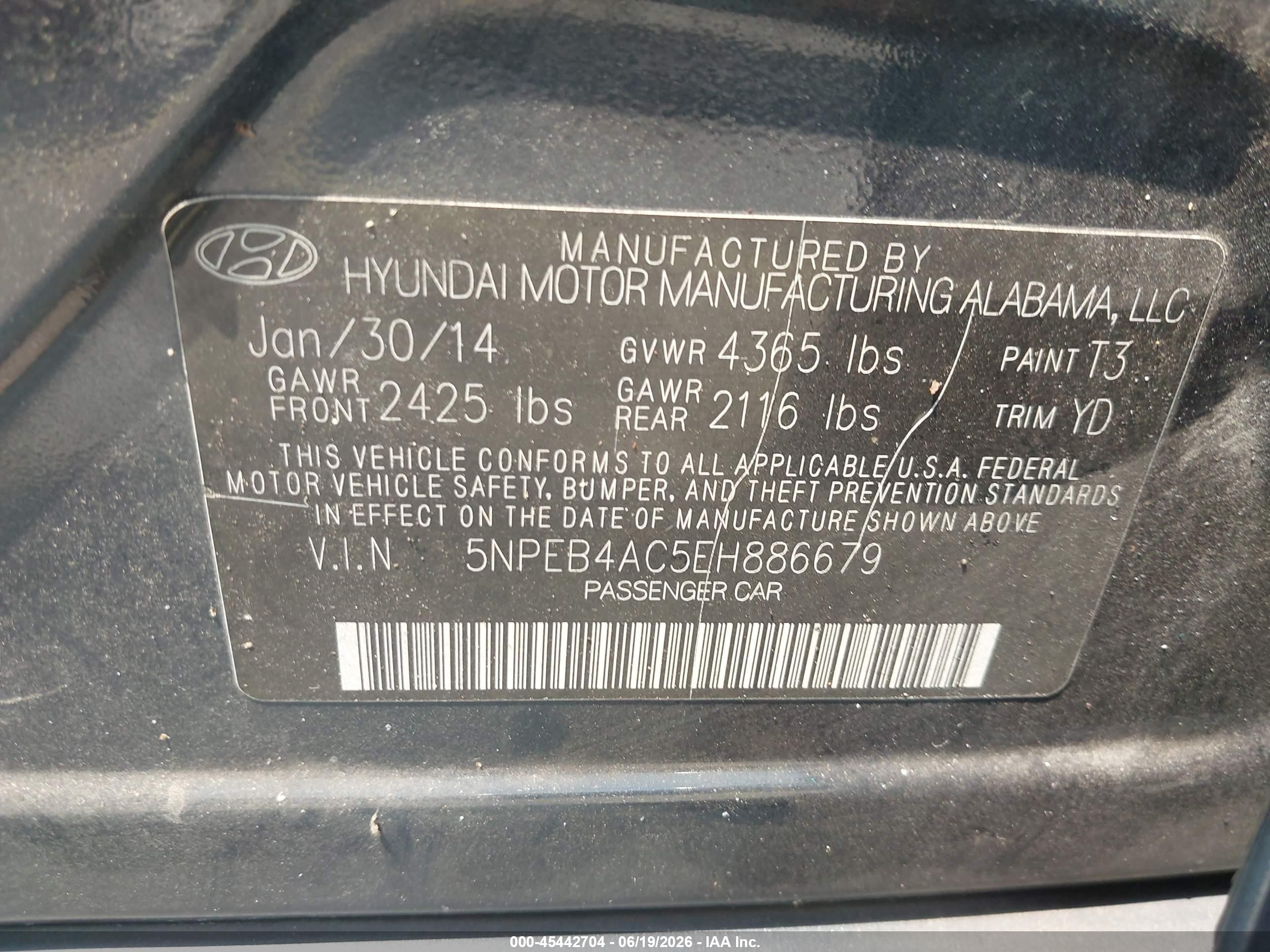 2014 Hyundai Sonata Gls Синий vin: 5NPEB4AC5EH886679