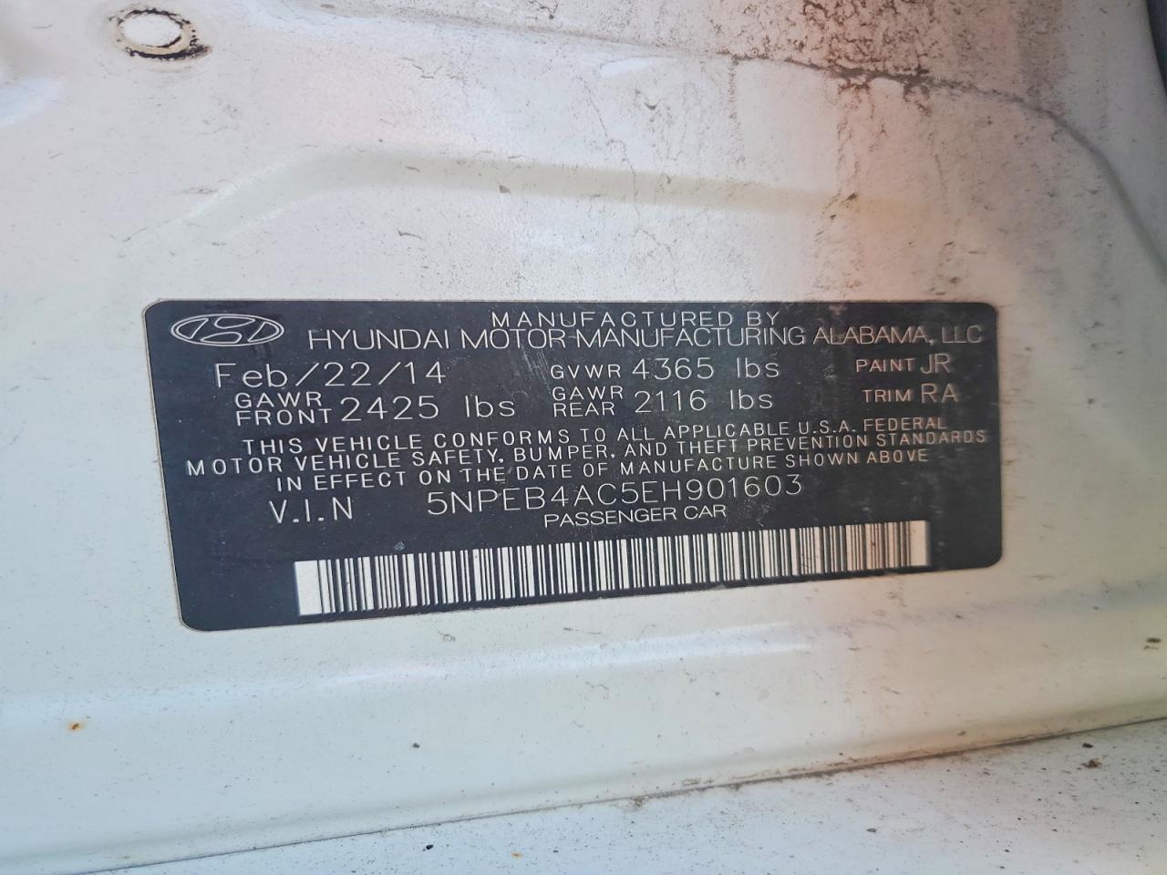 2014 Hyundai Sonata Gls White vin: 5NPEB4AC5EH901603