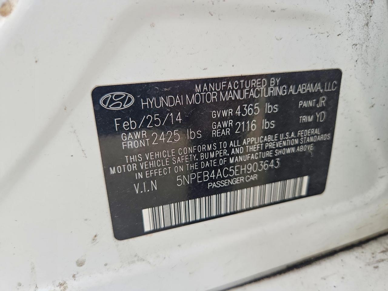 2014 Hyundai Sonata Белый vin: 5NPEB4AC5EH903643