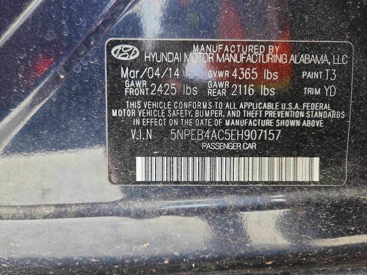 2014 Hyundai Sonata Gls Charcoal vin: 5NPEB4AC5EH907157