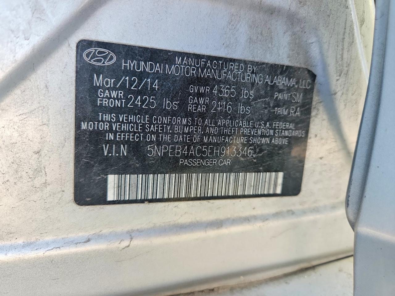2014 Hyundai Sonata Gls Silver vin: 5NPEB4AC5EH913346