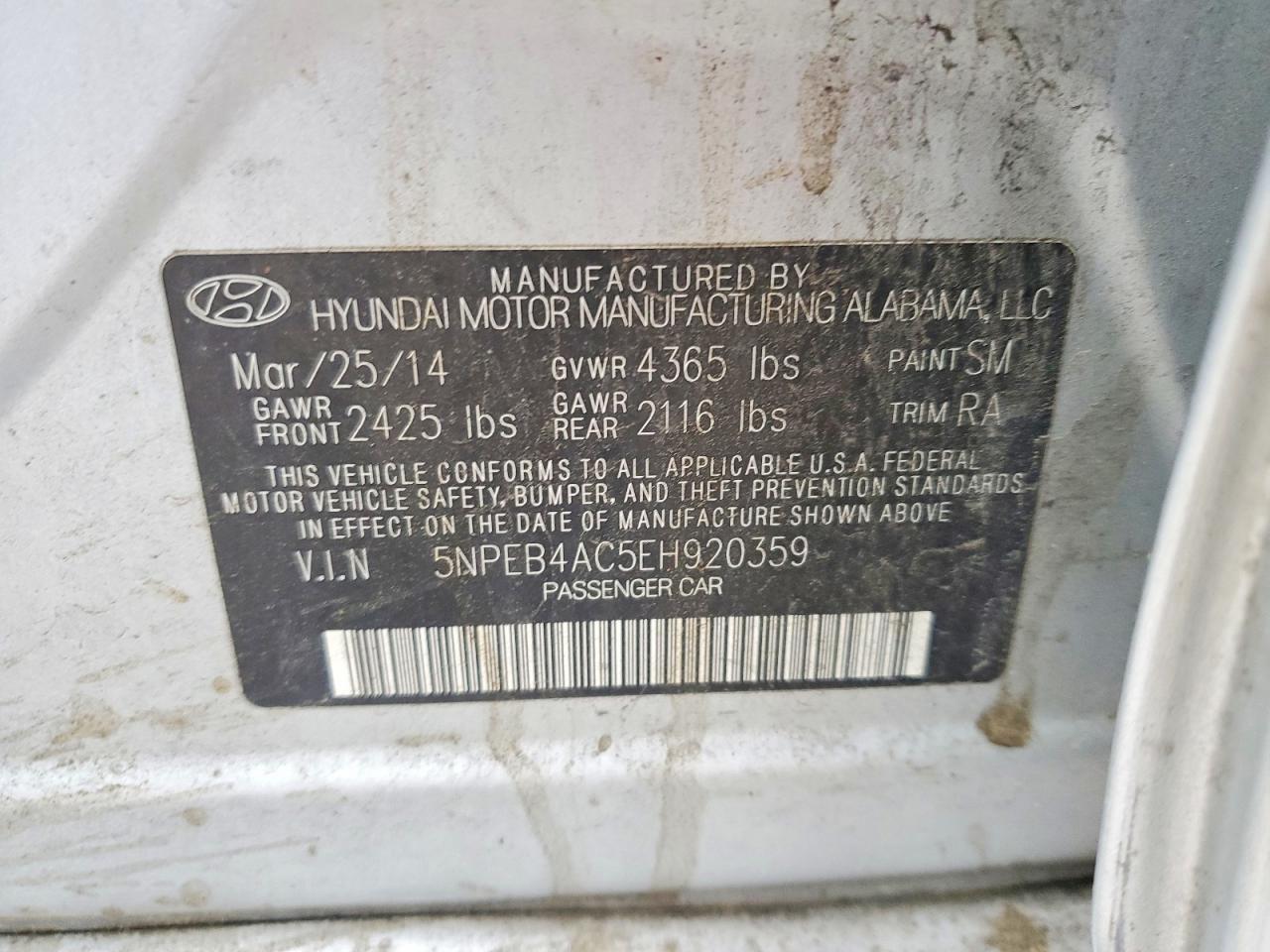 2014 Hyundai Sonata Gls Silver vin: 5NPEB4AC5EH920359