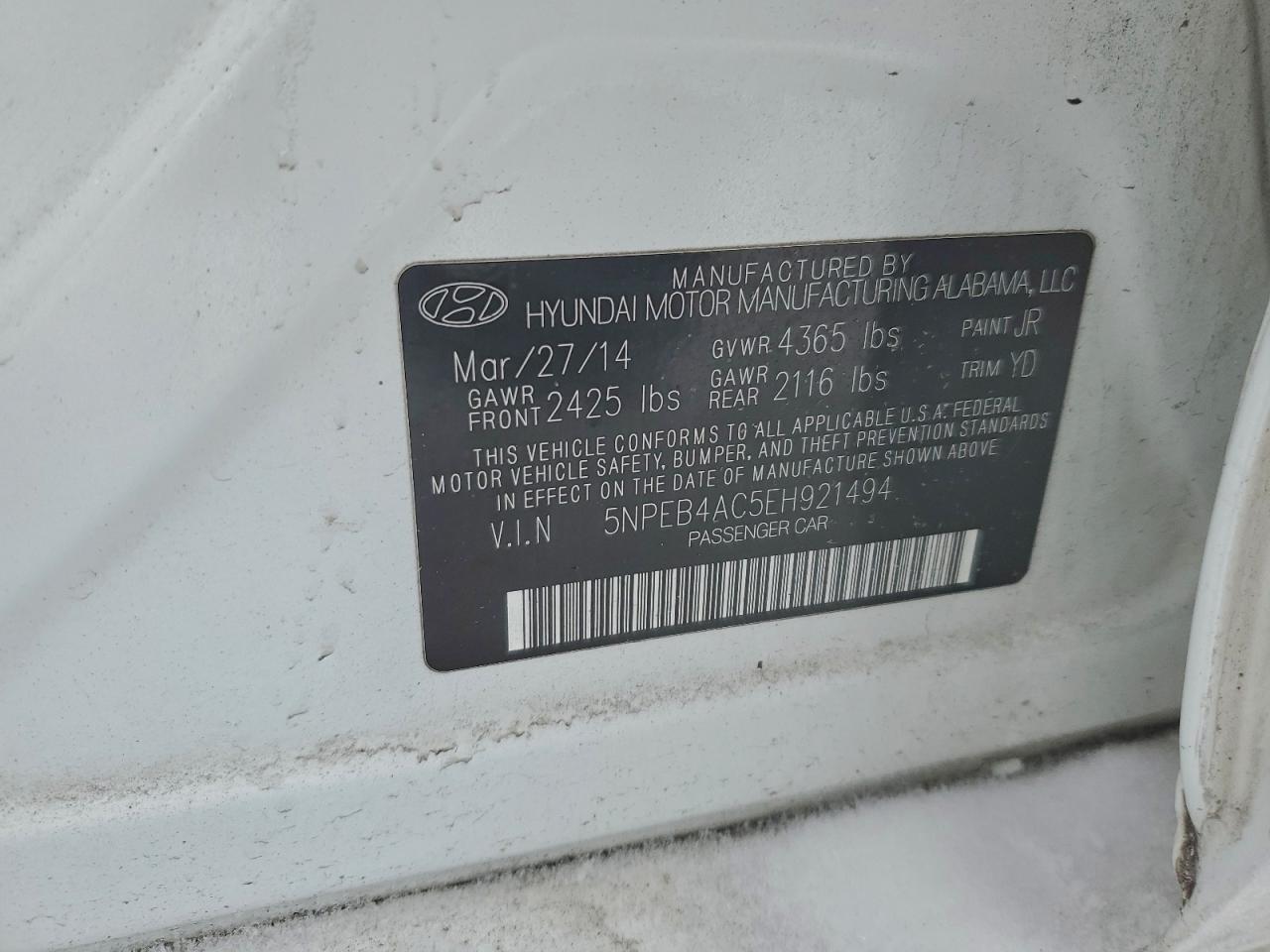 2014 Hyundai Sonata Gls White vin: 5NPEB4AC5EH921494