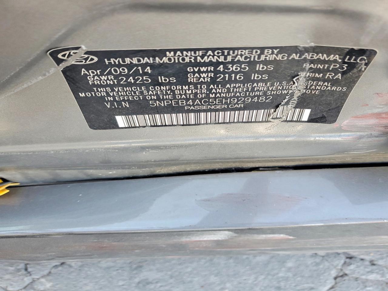 2014 Hyundai Sonata Gls Gray vin: 5NPEB4AC5EH929482